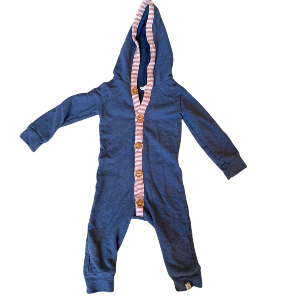 Little Road Co (formerly Lulu & Roo) Blue, Pink/white striped Hooded One Piece